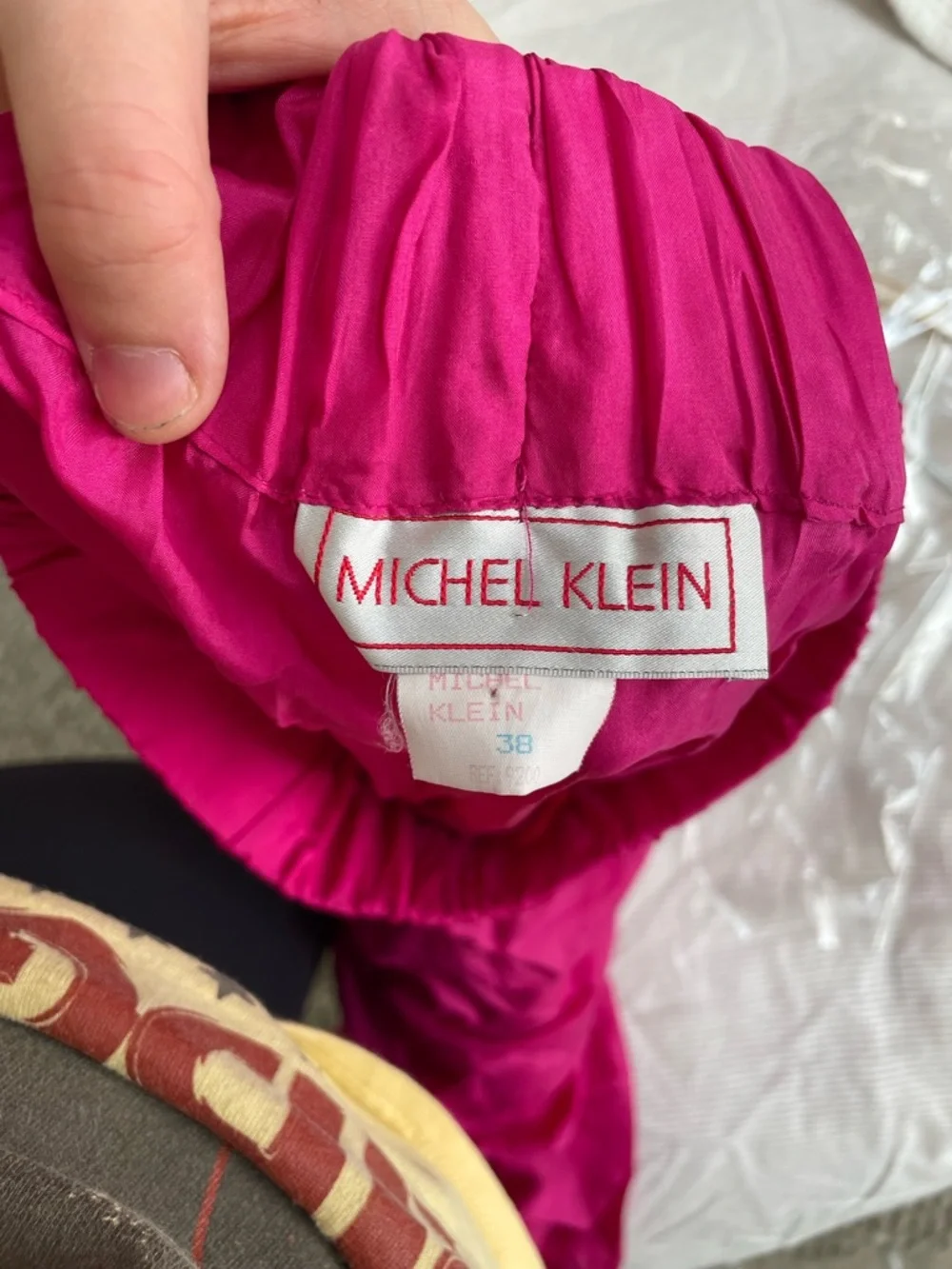 Bright Fuchsia Silk Elastic Waist Pants - Picture 2 of 4